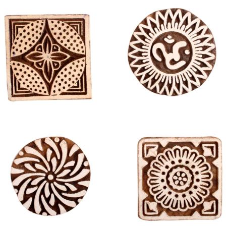 Set of 4 Piece New Mix Wooden Printing Block